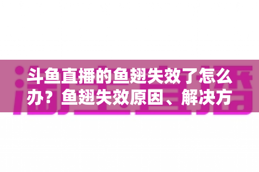 斗鱼直播的鱼翅失效了怎么办？鱼翅失效原因、解决方法与预防技巧全攻略