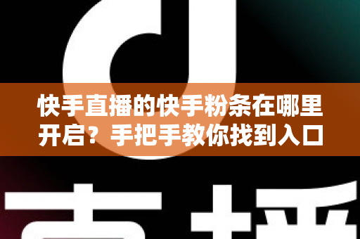 快手直播的快手粉条在哪里开启？手把手教你找到入口并高效投放的完整指南