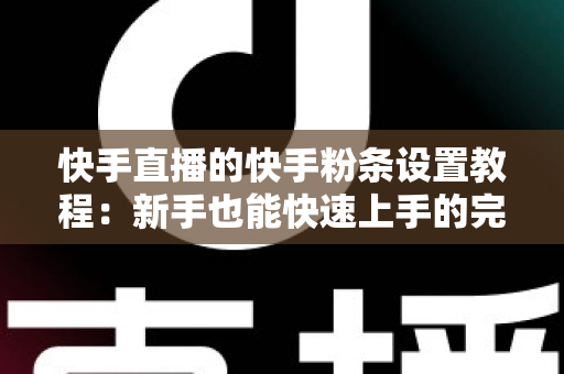 快手直播的快手粉条设置教程：新手也能快速上手的完整投放指南