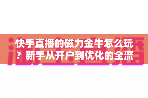 快手直播的磁力金牛怎么玩？新手从开户到优化的全流程实战指南