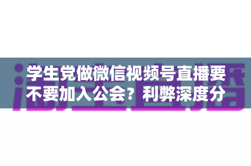 学生党做微信视频号直播要不要加入公会?利弊深度分析、避坑指南与理性决策全攻略 学生党做微信视频号直播要不要加入公会?利弊深度分析、避坑指南与理性决策全攻略