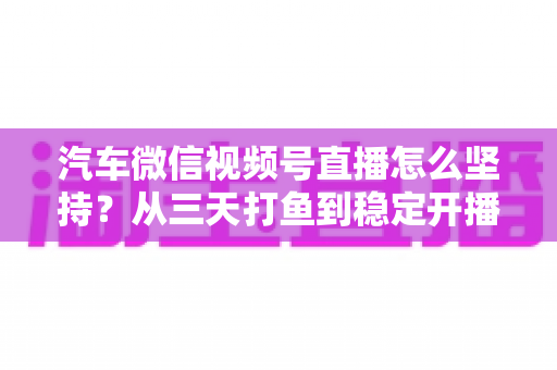 汽车微信视频号直播怎么坚持?从三天打鱼到稳定开播的实战指南 汽车微信视频号直播怎么坚持?从三天打鱼到稳定开播的实战指南