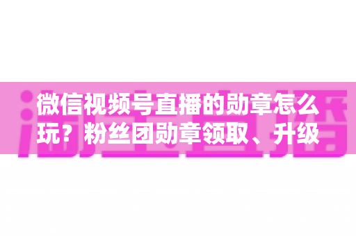 微信视频号直播的勋章怎么玩?粉丝团勋章领取、升级与互动玩法全解析 微信视频号直播的勋章怎么玩?粉丝团勋章领取、升级与互动玩法全解析